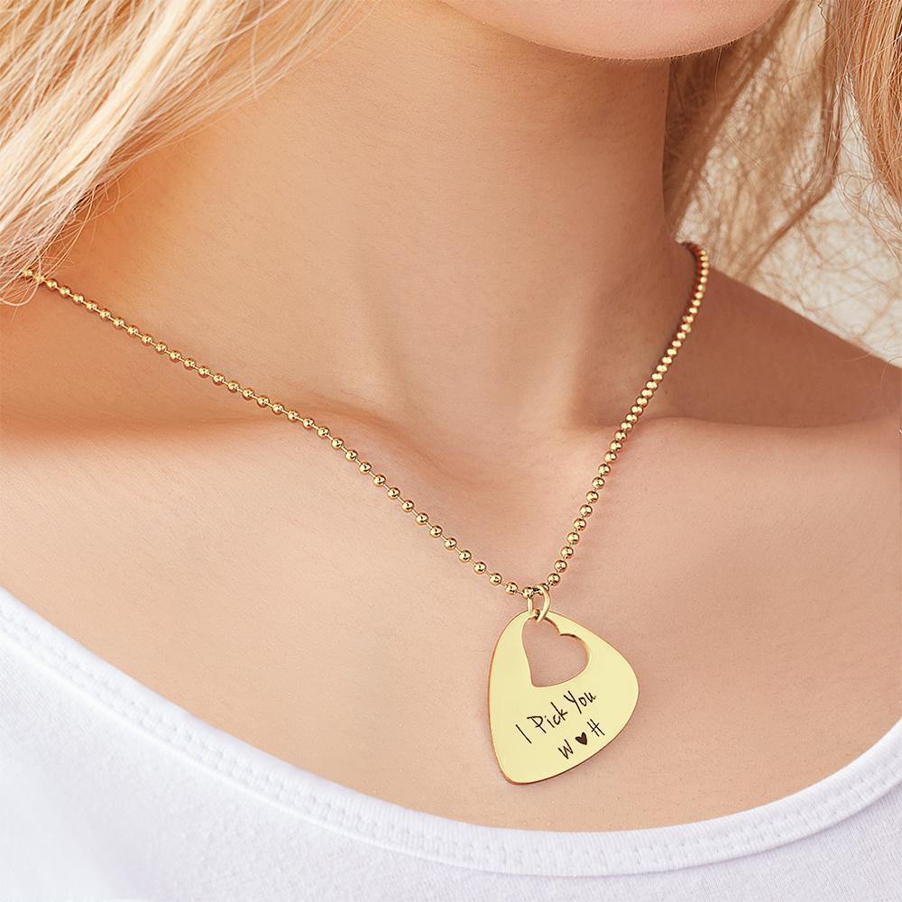 Engraved Guitar Pick Necklace Gifts for Someone - soufeelus