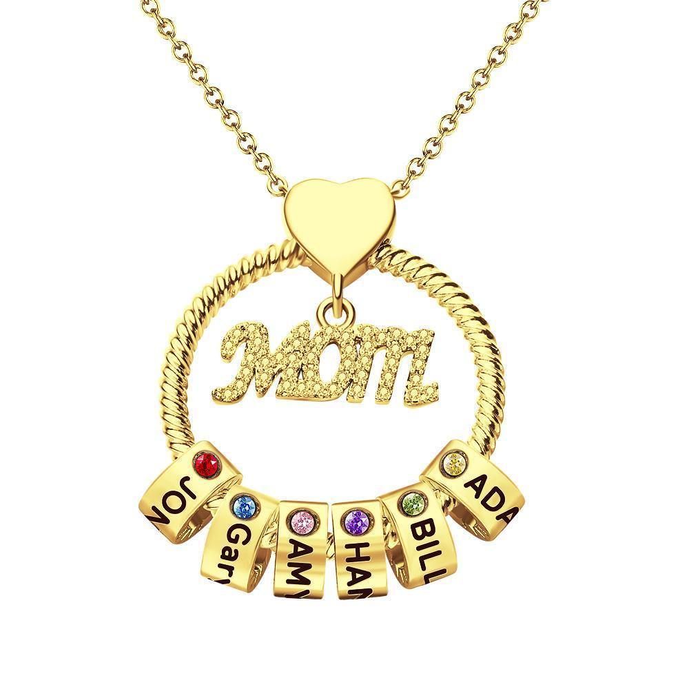 Custom Engraved Necklace With One Birthstone Gifts For Mom - Gold - soufeelus