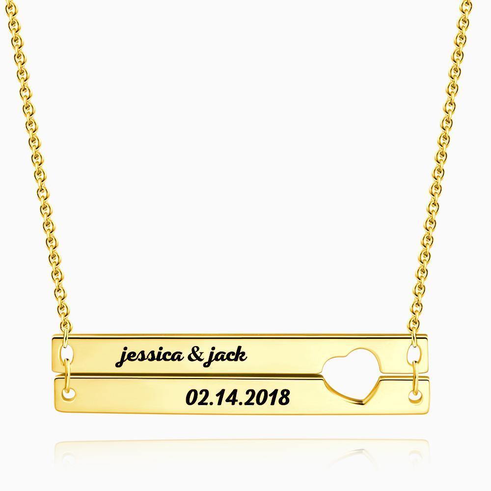 Engraved Double Bar Necklace Silver - soufeelus