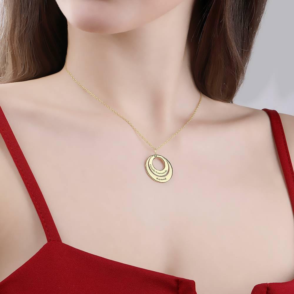 Engraved Two Disc Necklace 14k Gold Plated Silver - soufeelus