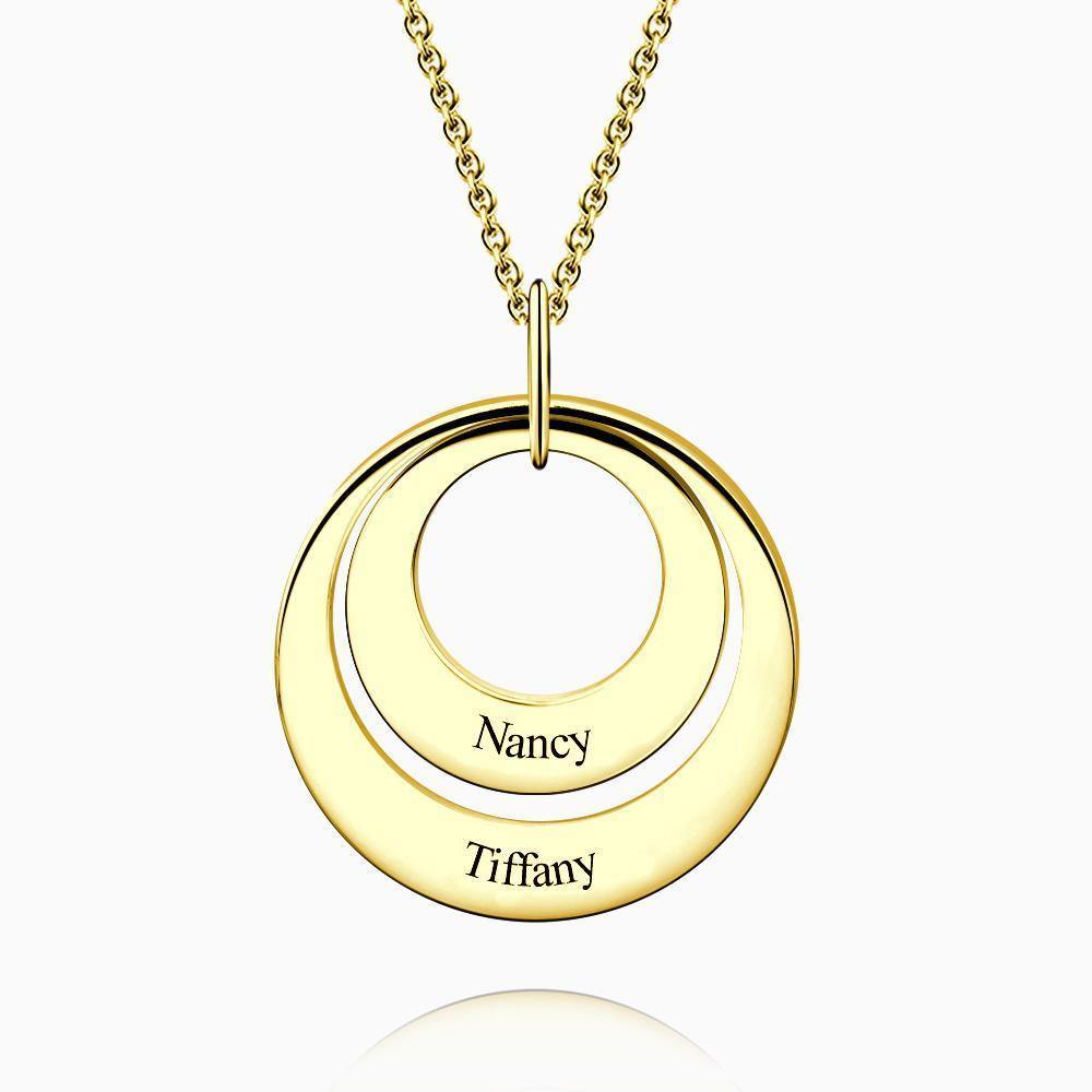 Engraved Two Disc Necklace 14k Gold Plated Silver - soufeelus