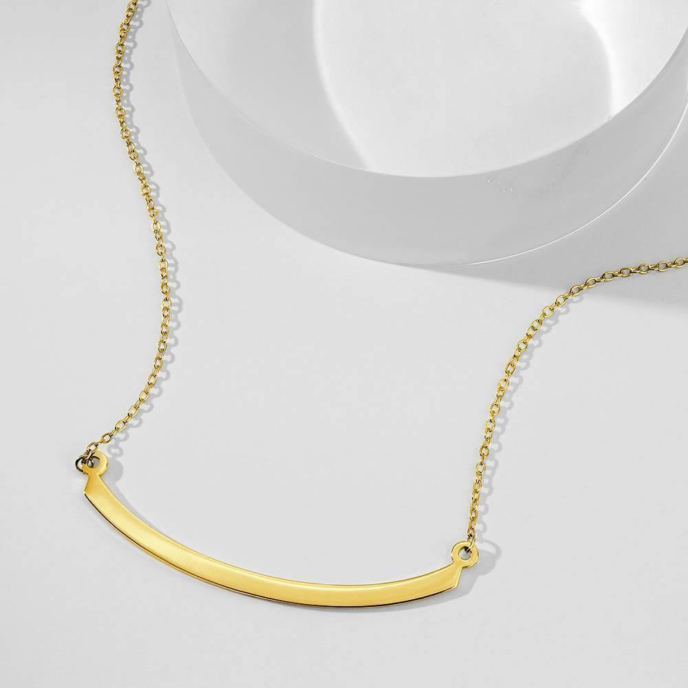 Engraved Bar Necklace 14k Gold Plated Silver - soufeelus