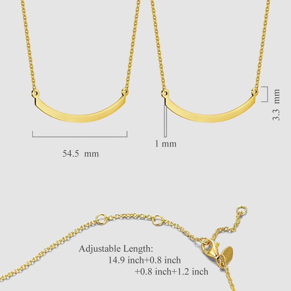 Engraved Bar Necklace 14k Gold Plated Silver - soufeelus