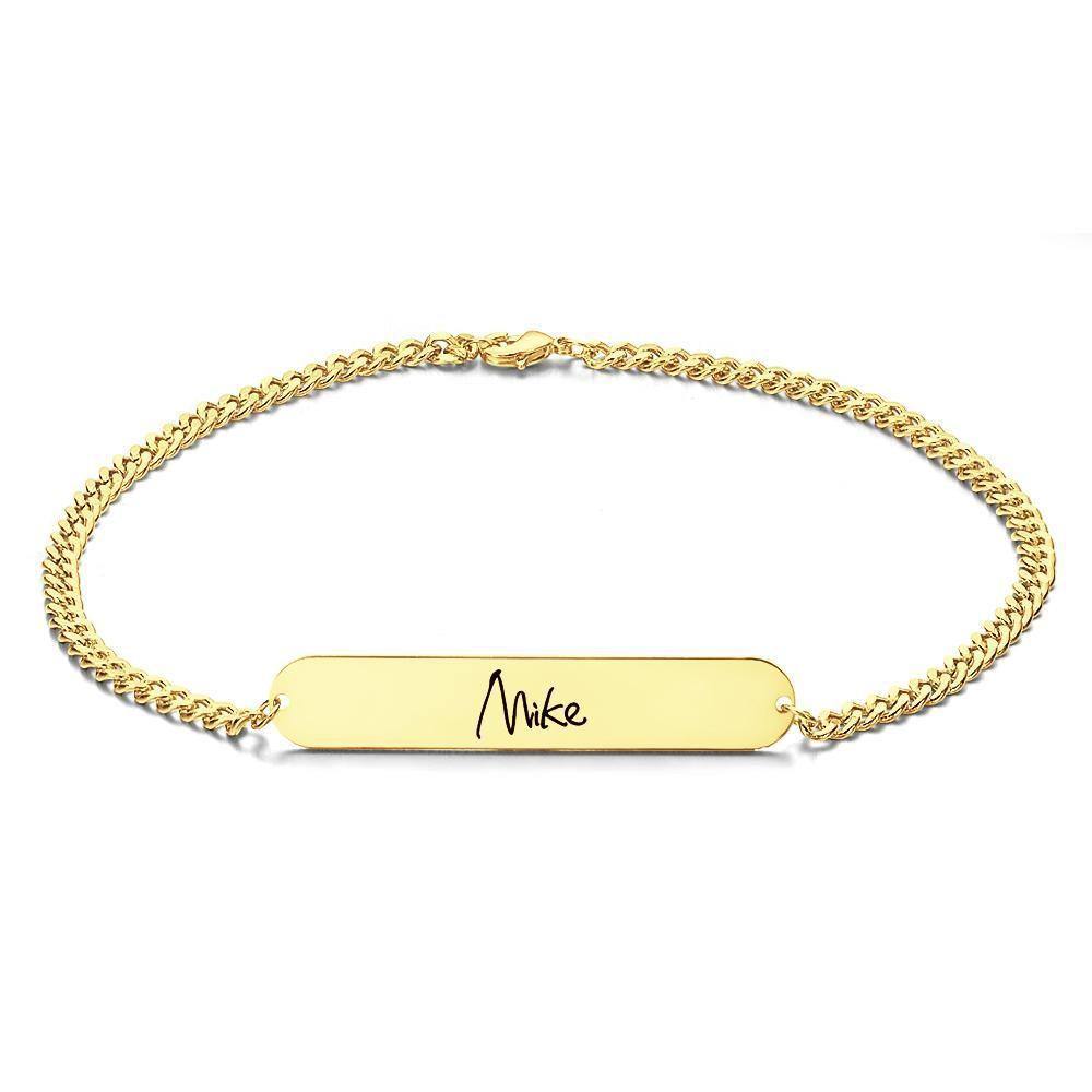 Men's Bracelet Custom Men's Bracelet Chain Bracelet with Individual Name Engraving Gift Partner Bracelet - Gold Plated - soufeelus