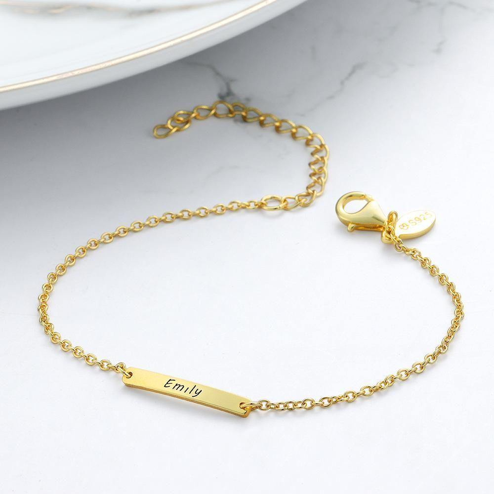 Engraved Bracelet Name Bracelet Memorial Gifts for Kids 14k Gold Plated - soufeelus