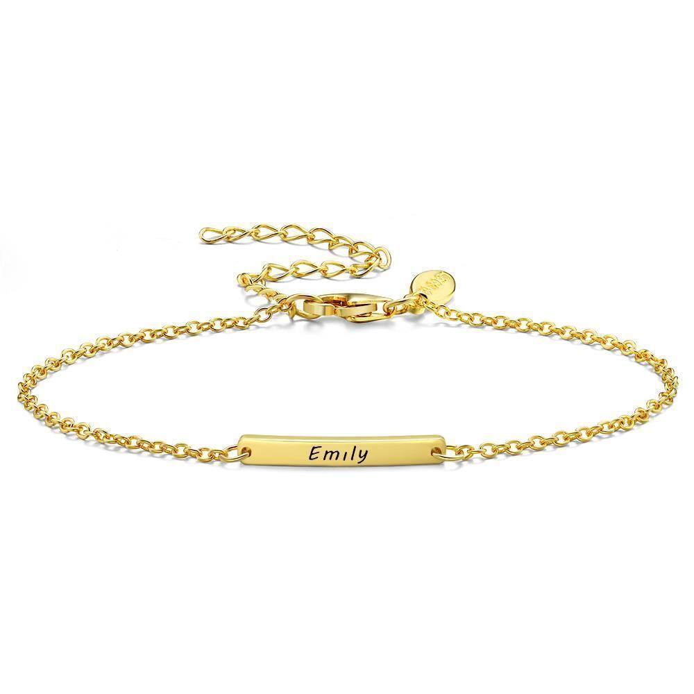 Engraved Bracelet Name Bracelet Memorial Gifts for Kids 14k Gold Plated - soufeelus