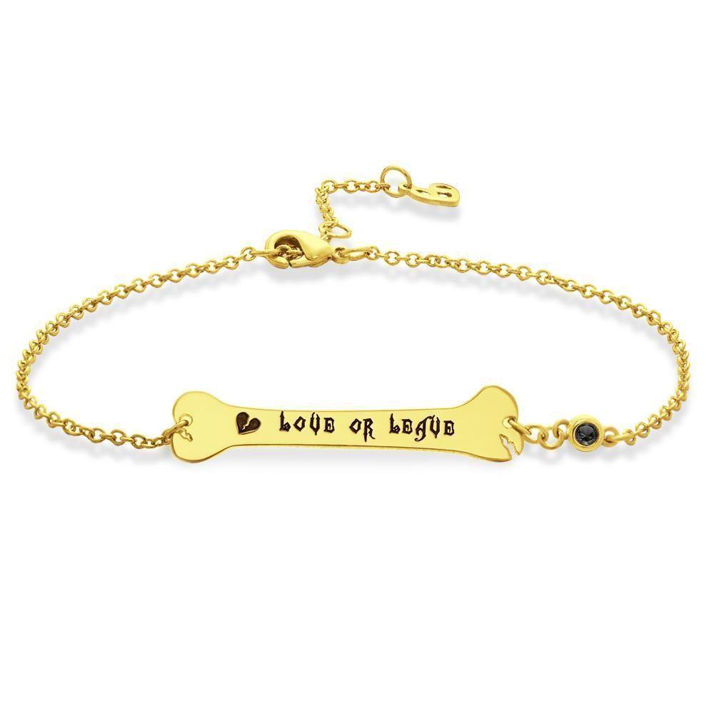 Custom Bracelet Name Bracelet Bone Bar Bracelet with Broken Heart Gifts 14k Gold Plated Silver - soufeelus