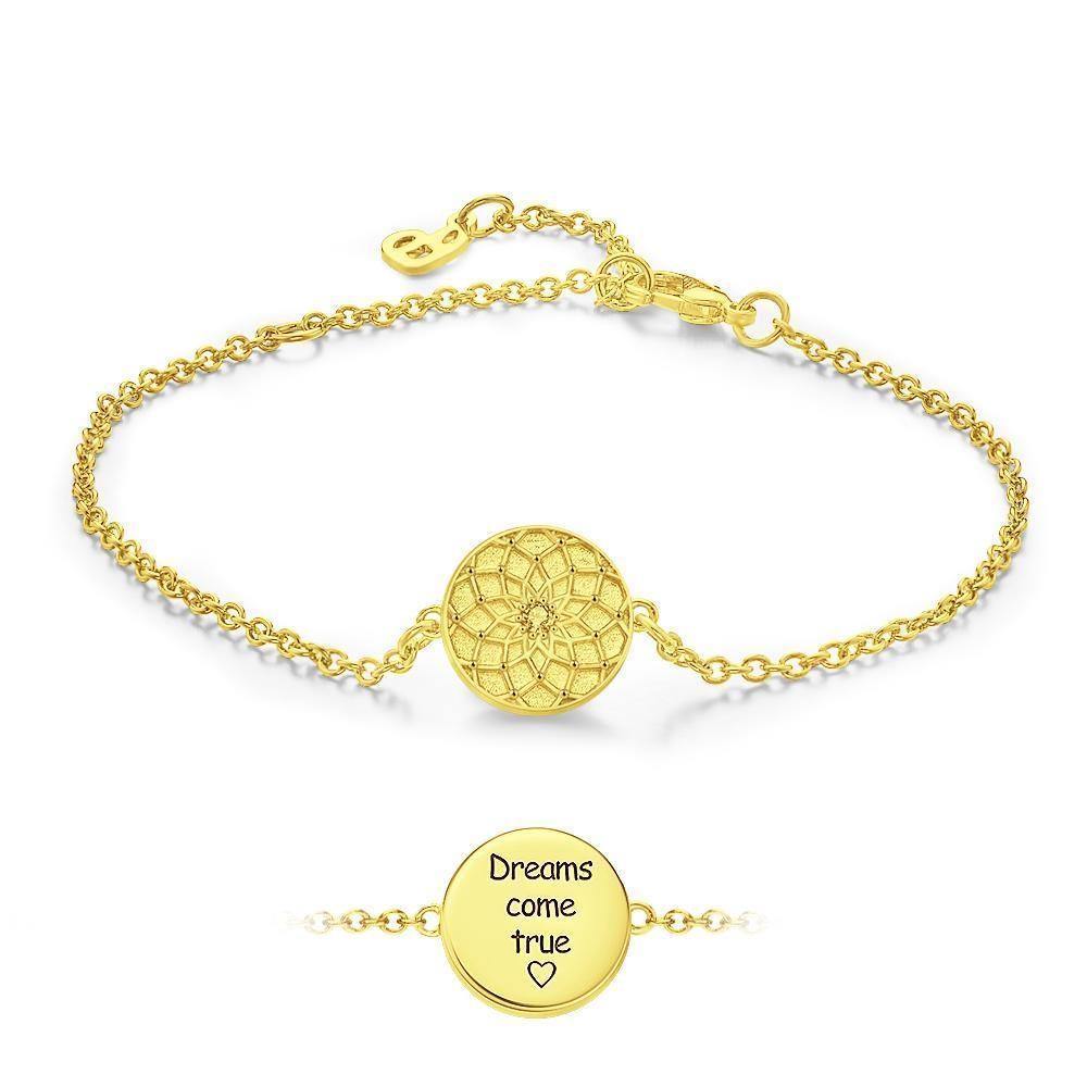 Engraved Bracelet Dream Catcher Bracelet Wishing Dream Gift for Her Rose Gold Plated Silver - soufeelus
