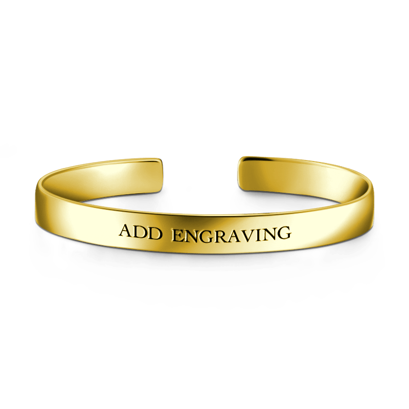 Engraved Bangle 14k Gold Plated Silver - soufeelus