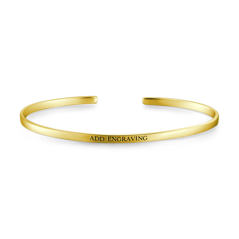 Engraved Bangle 14k Gold Plated Silver - soufeelus