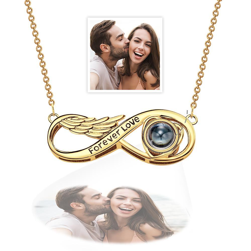 Custom Projection Necklace Infinite Forever Love Angel Wings Gifts - soufeelus