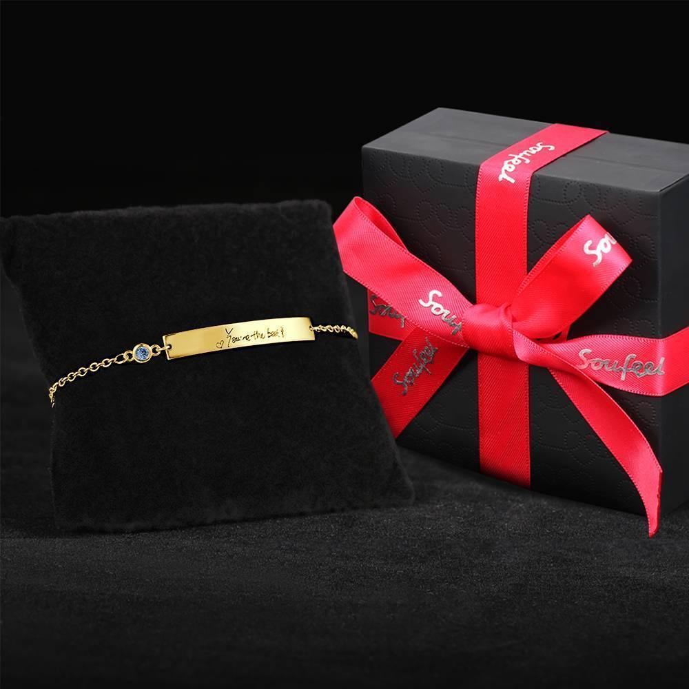 Personalized Photo Bracelet, Handwriting Bracelet 14K Plated Gold - Golden