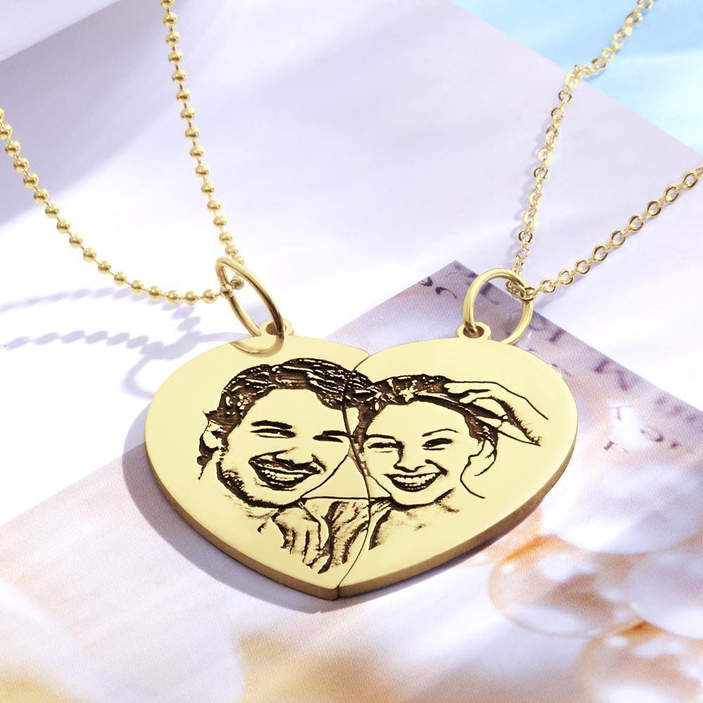 Couples Necklace Set Broken Heart Necklace for Couples 14k Gold Plated - soufeelus