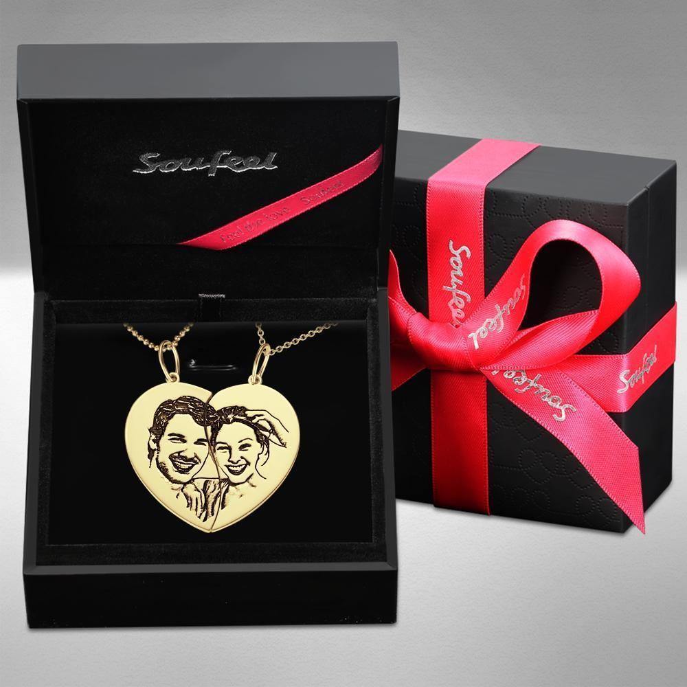 Couples Necklace Set Broken Heart Necklace for Couples 14k Gold Plated - soufeelus
