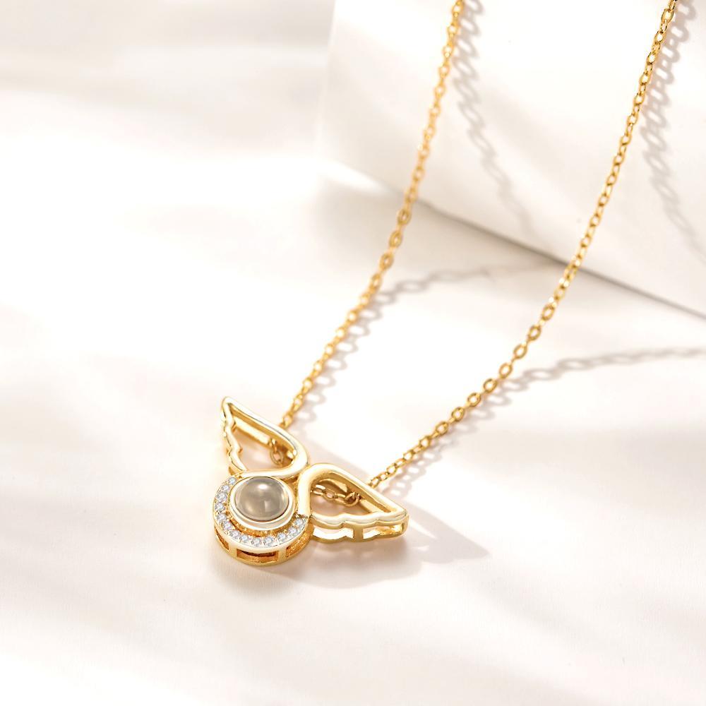 Custom Photo Projection Necklace Angel Wing Pendant Necklace Creative Gift - soufeelus