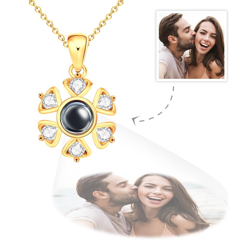 Custom Photo Projection Necklace Personalized Sunflower Photo Necklace Gift for Her - soufeelus