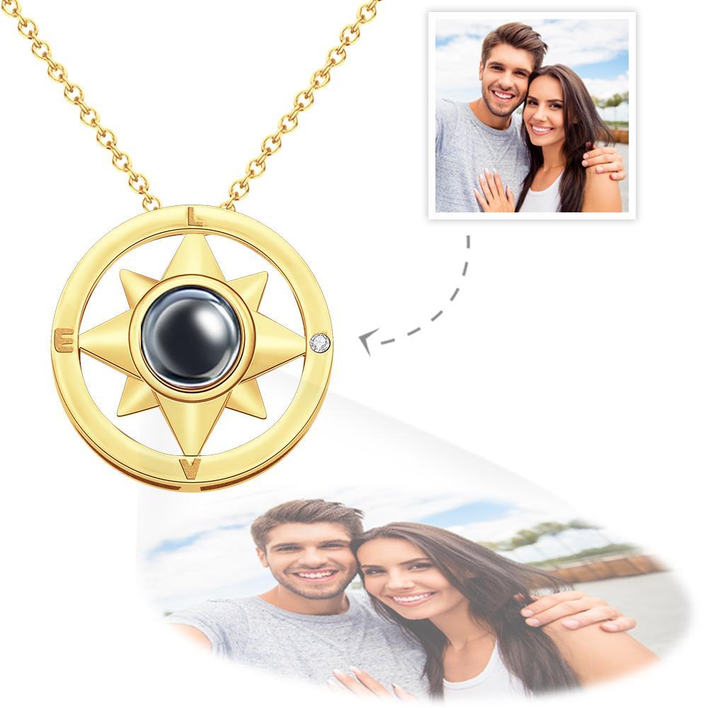 Custom Photo Projection Necklace Compass Creative Gifts - soufeelus