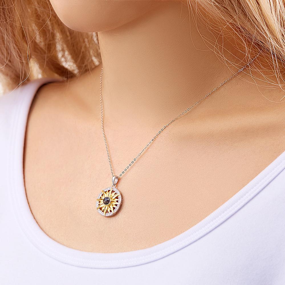 Custom Photo Necklace Projection Sunflower Simulation Fun Gifts -