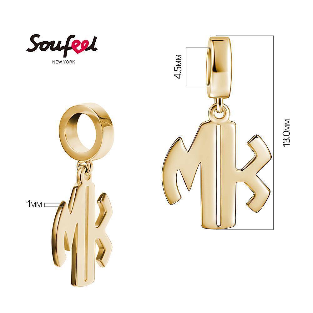 Personalized Two Letter Pendant Charm 14k Gold Plated Silver - soufeelus