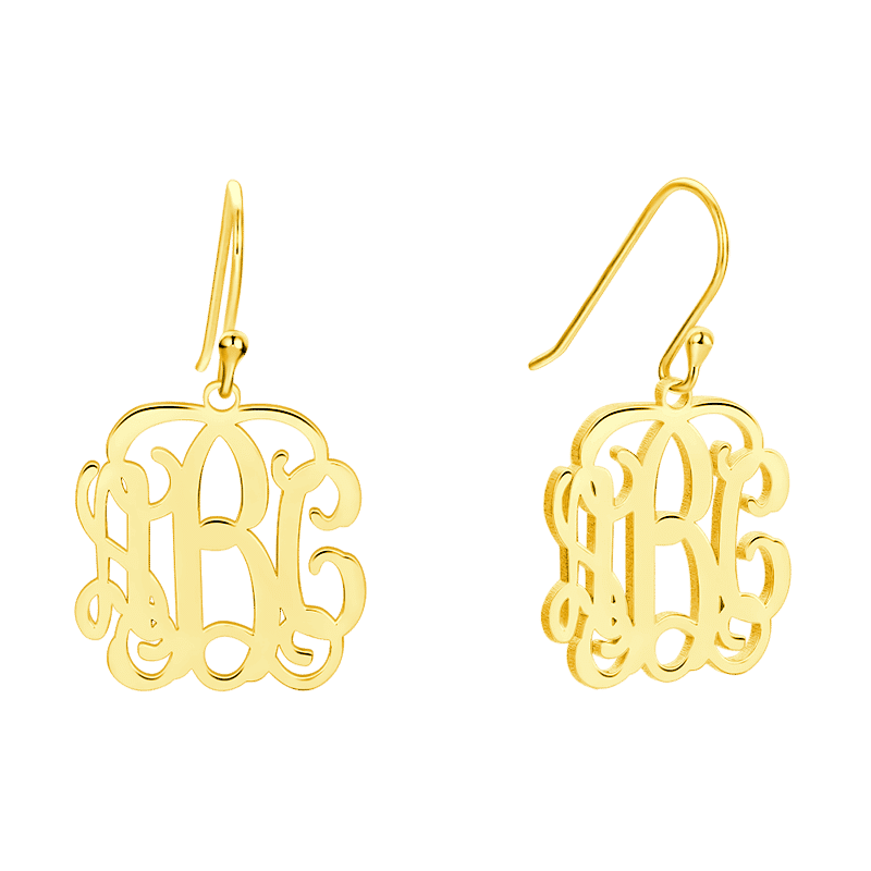 Monogram Earrings Gold Plated Silver - soufeelus