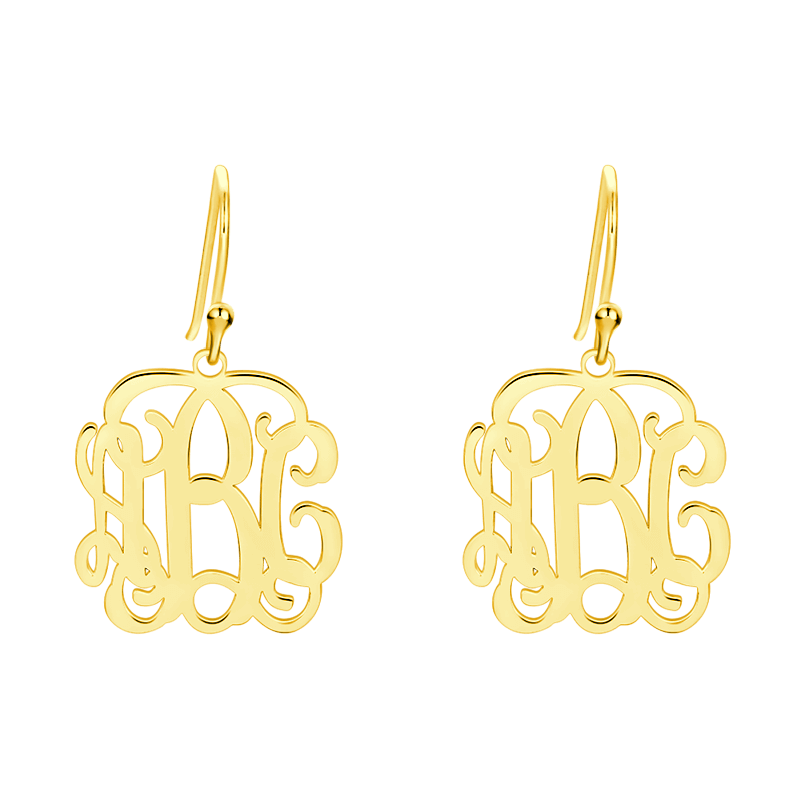 Monogram Earrings Gold Plated Silver - soufeelus