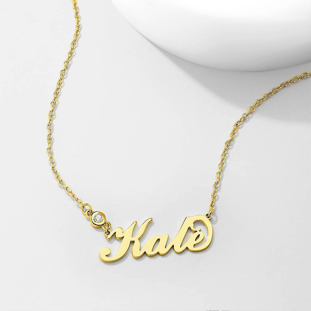 Personalized Birthstone Name Necklace 14k Gold Plated Silver - soufeelus