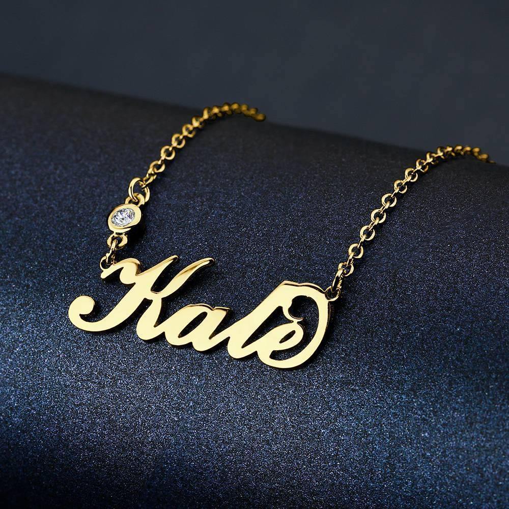 Personalized Birthstone Name Necklace 14k Gold Plated Silver - soufeelus