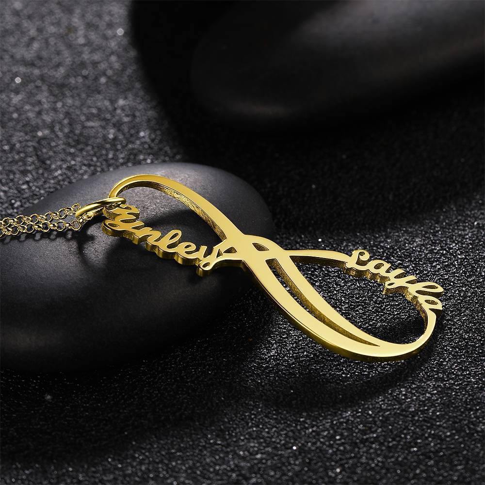 Name Necklace, Infinity Necklace with Two Names 14K Gold Plated - Silver - soufeelus