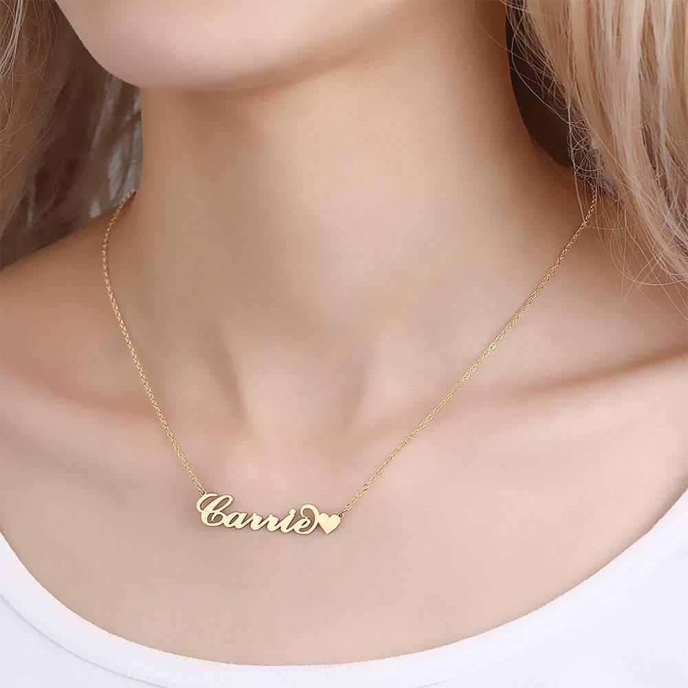 Carrie Style Name Necklace with Little Heart Girlfriend's Gifts - soufeelus