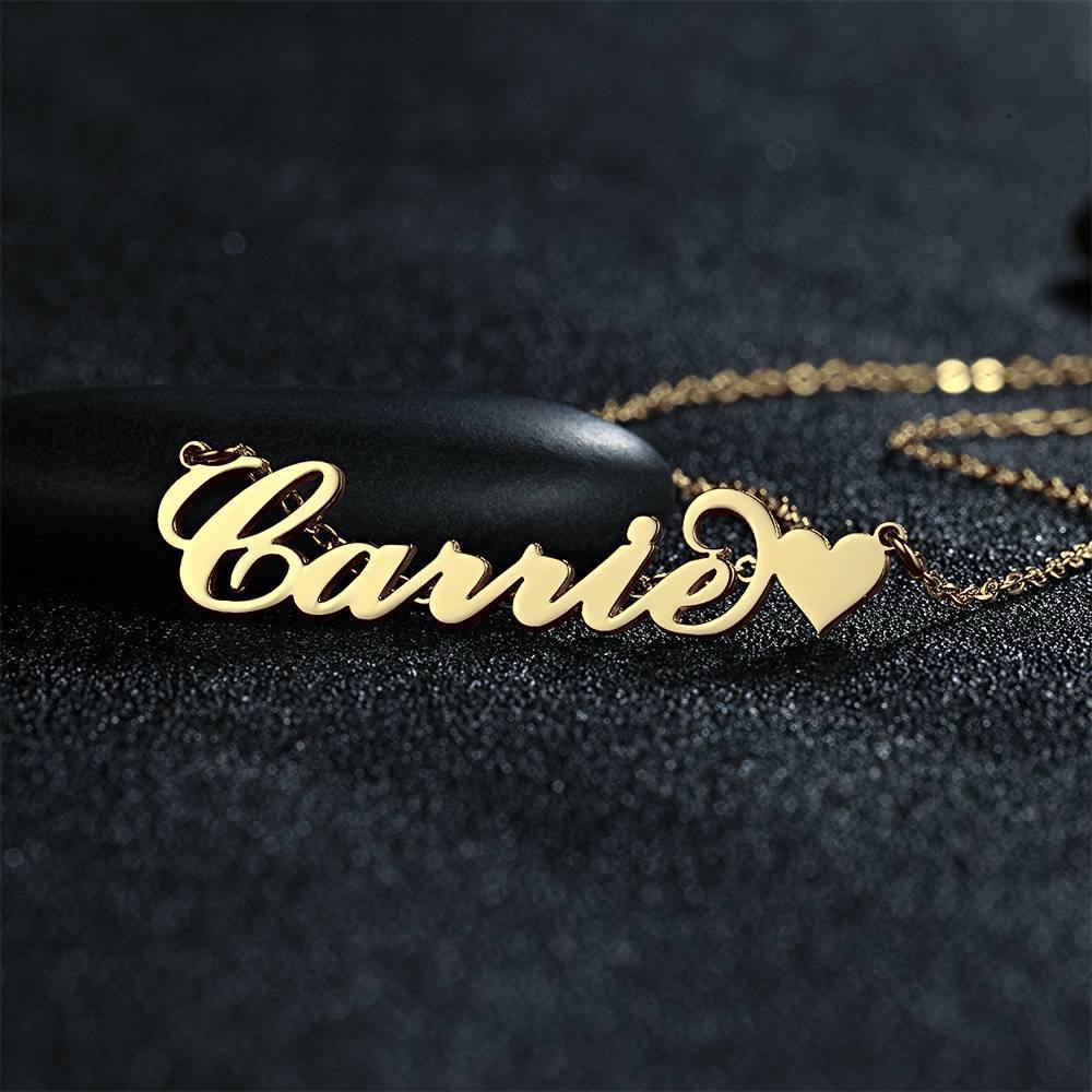 Carrie Style Name Necklace with Little Heart Girlfriend's Gifts - soufeelus