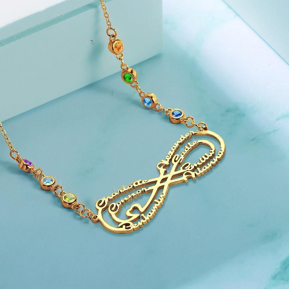 Infinity Necklace with Custom Birthstone Name Necklace 14k Gold Plated Best Friends Gifts - soufeelus