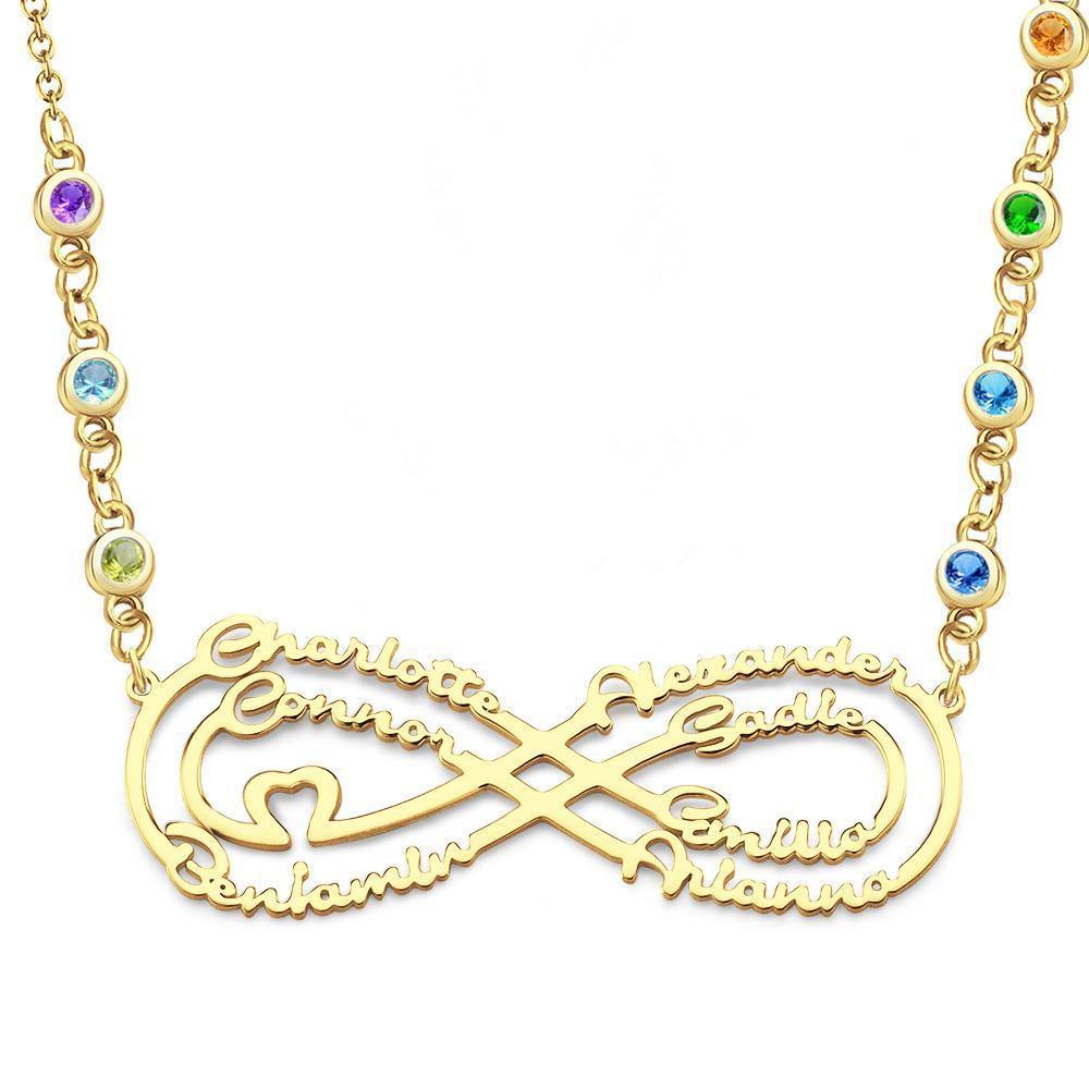 Infinity Necklace with Custom Birthstone Name Necklace 14k Gold Plated Best Friends Gifts - soufeelus