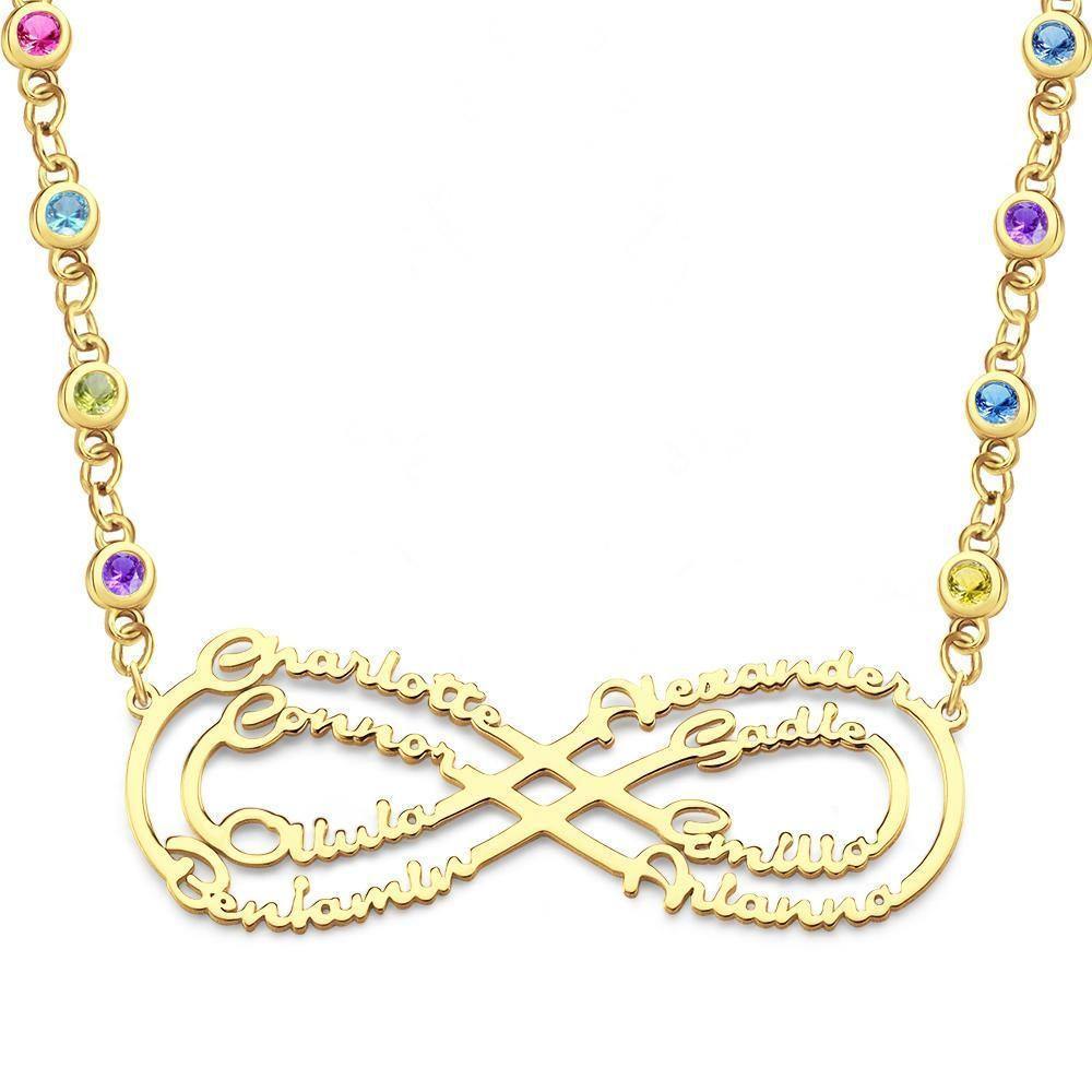 Infinity Necklace with Custom Birthstone Name Necklace 14k Gold Plated Birthday Gifts - soufeelus