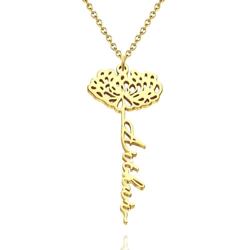 Custom Engraved Necklace Rose Shape Memorial Gift-Gold - soufeelus