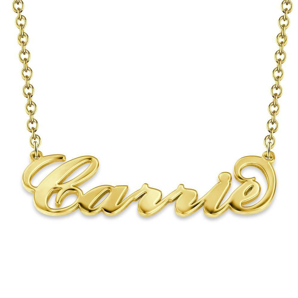 Carrie Style Name Necklace Black Gold Plated Silver - soufeelus