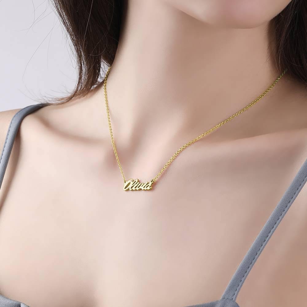 0.02ct Diamond Name Necklace 14k Gold Plated Silver - soufeelus