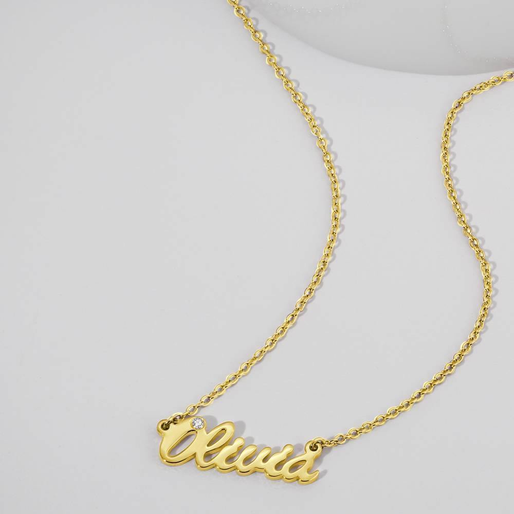 0.02ct Diamond Name Necklace 14k Gold Plated Silver - soufeelus