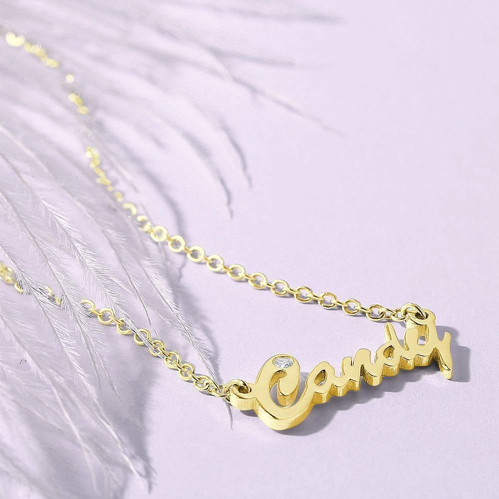 Personalized CZ Name Necklace 14k Gold Plated Silver - soufeelus