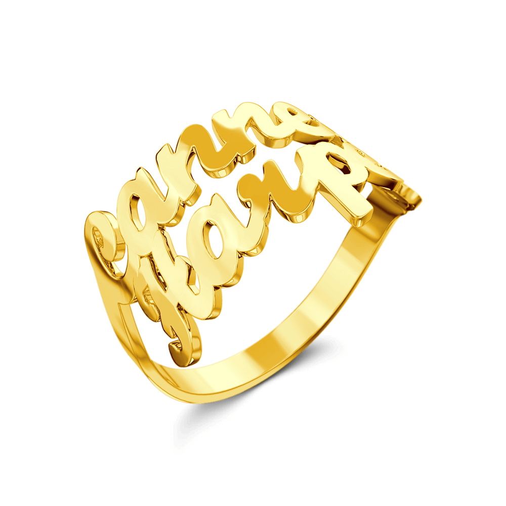 Two Name Ring 14K Gold Plated Silver