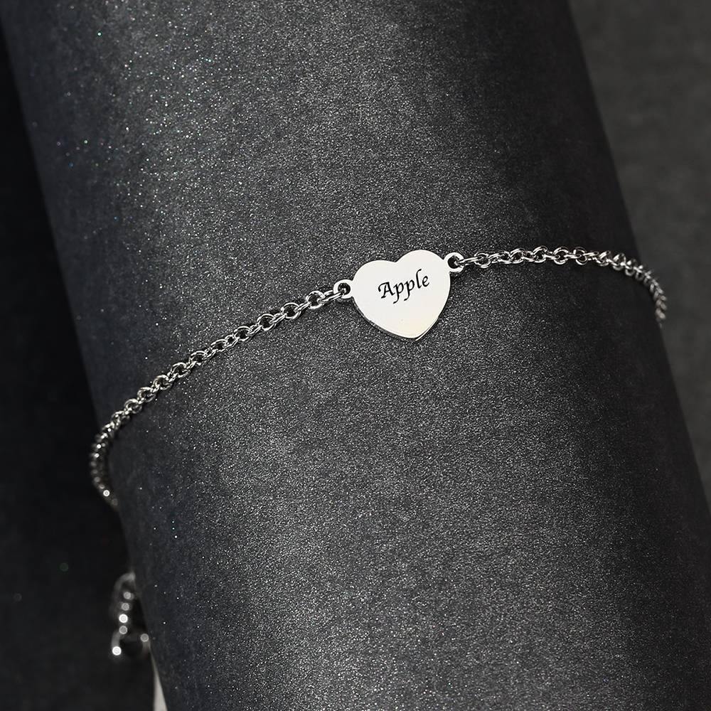 Sterling Silver Engraved Heart Anklet - soufeelus