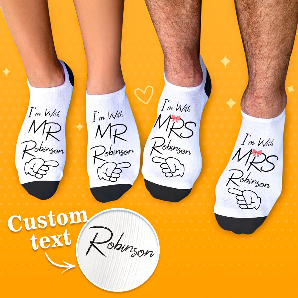 Fun Personalized Socks for Newlyweds Honeymoon Gift for Him and Her Matching Socks for Bride and Groom - soufeelus