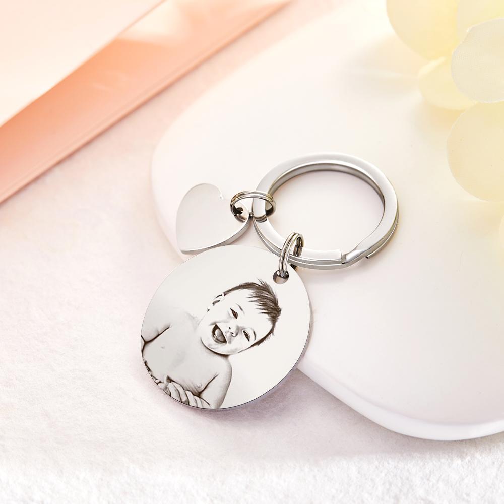 Custom Photo Engraved Keychain Date Save Keychain Significant Date Marker Custom Anniversary Gifts for Baby