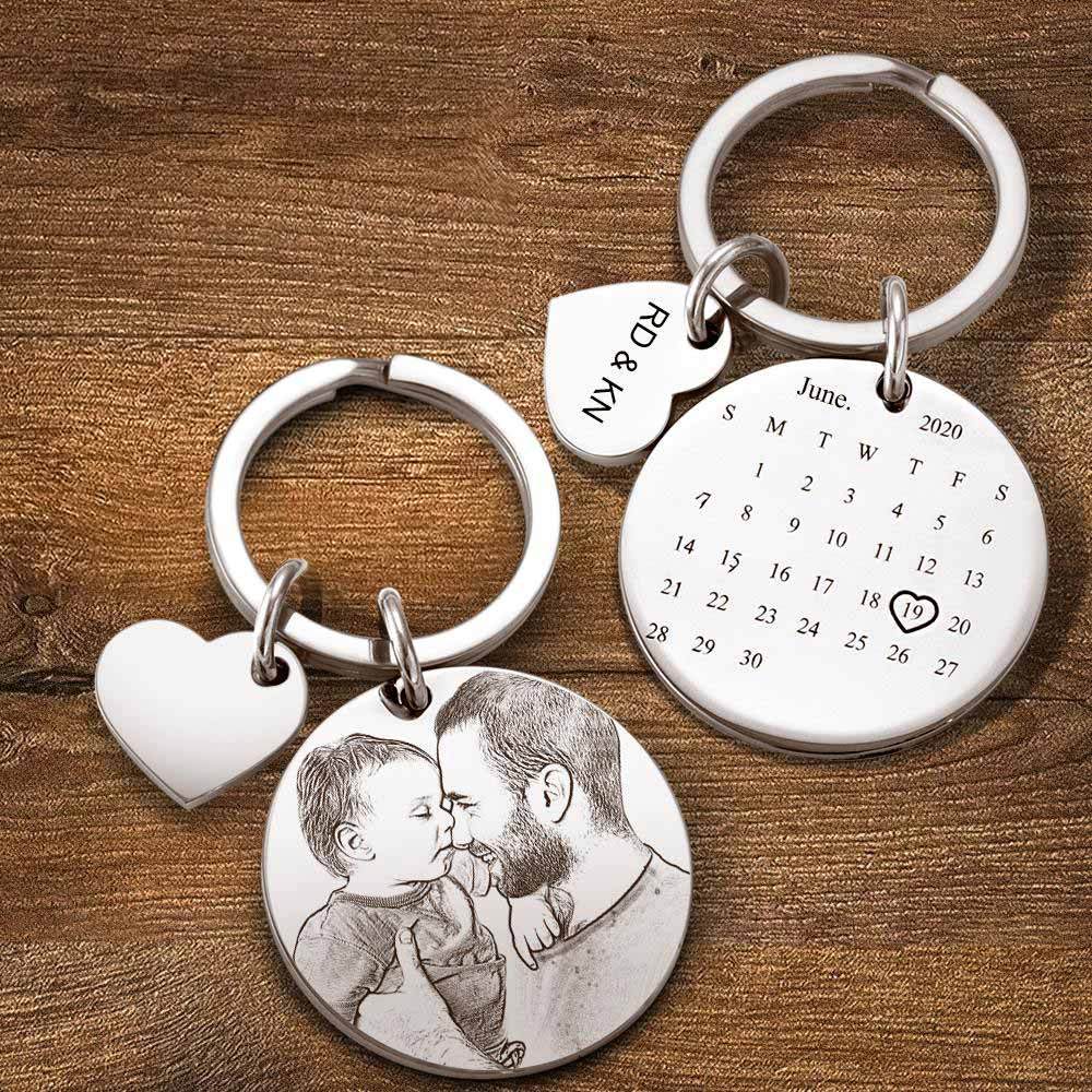 Personalized Calendar Keychain Significant Date Marker Gifts for Dad