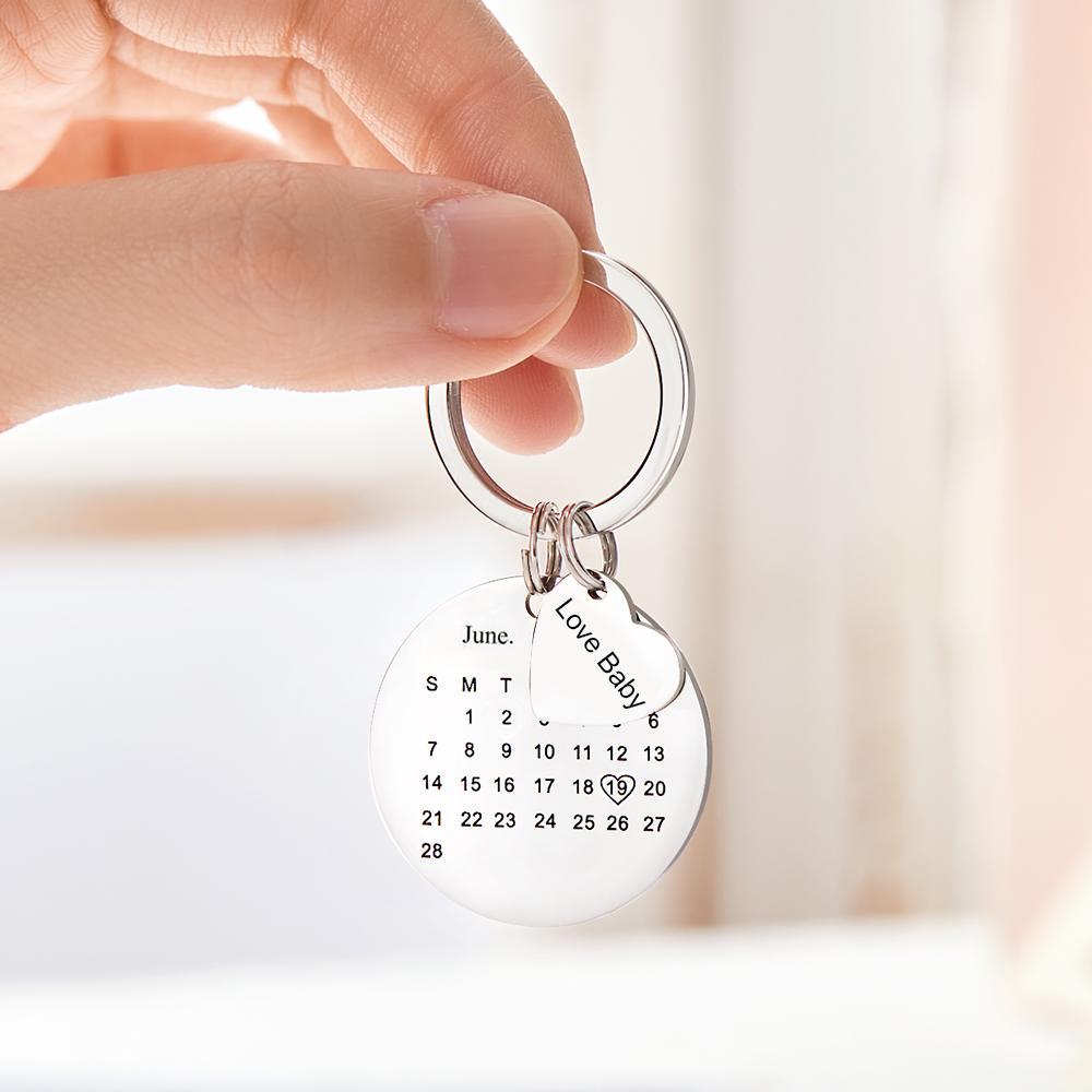 Personalized Calendar Keychain Significant Date Marker Gifts for Dad