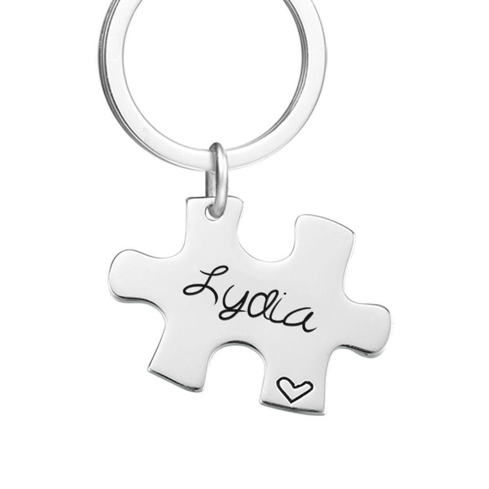 Engraved Keychain Puzzle Shape Steel - soufeelus