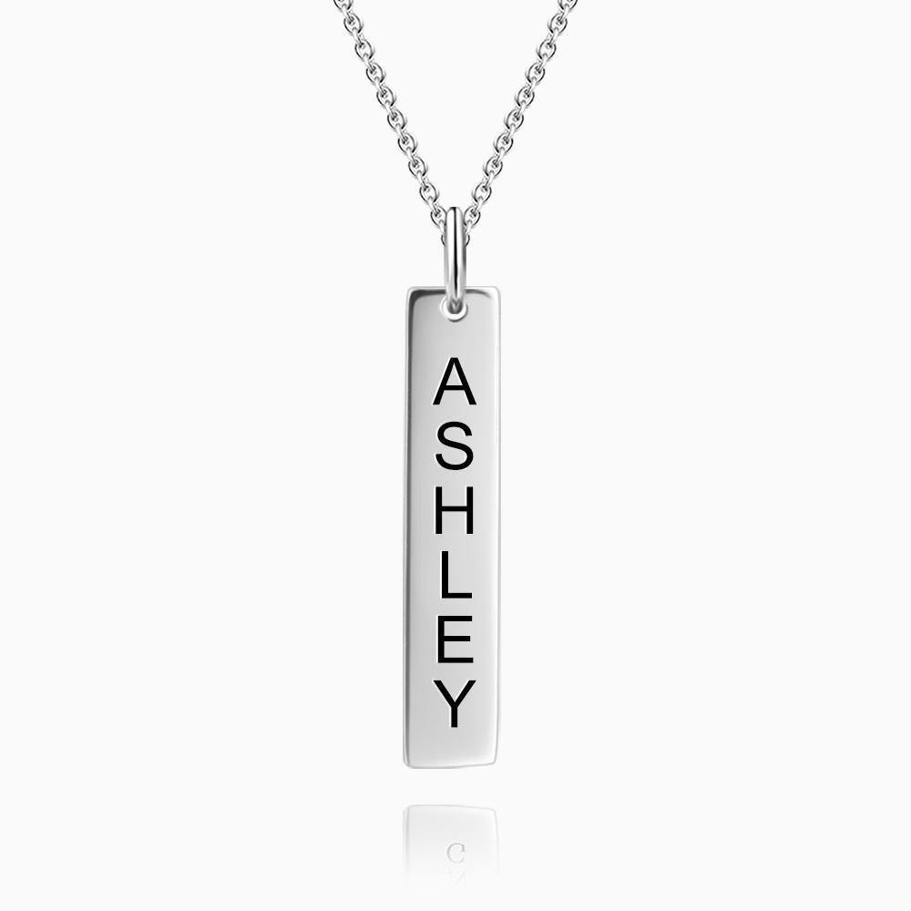 Vertical Bar Necklace with Engraving Rose Gold Plated Silver - soufeelus