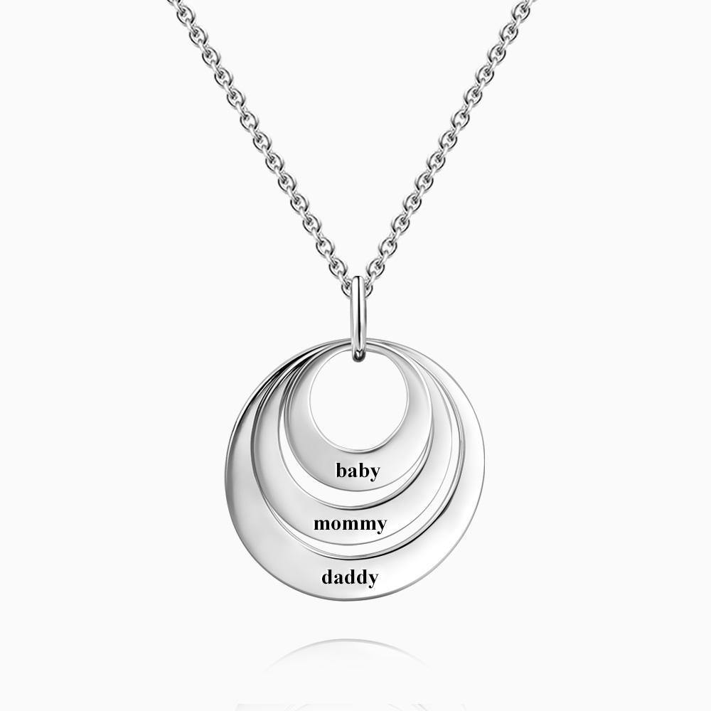 Gift for Mom - Engraved Three Disc Necklace 14k Gold Plated Silver - soufeelus