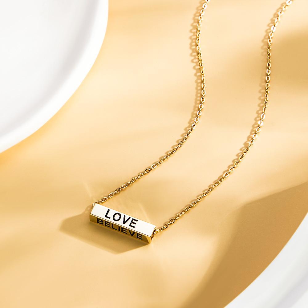 Custom Engraved Necklace Simple Rectangular Four-sided Lettering Fashion Gifts - soufeelus