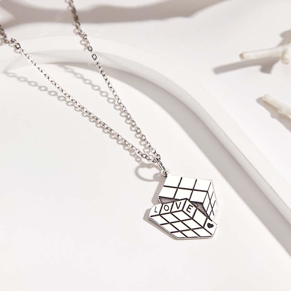 S925 Silver Pendant Necklace Customizable Love Cube Pendant Necklace Fine Jewelry Gifts - soufeelus