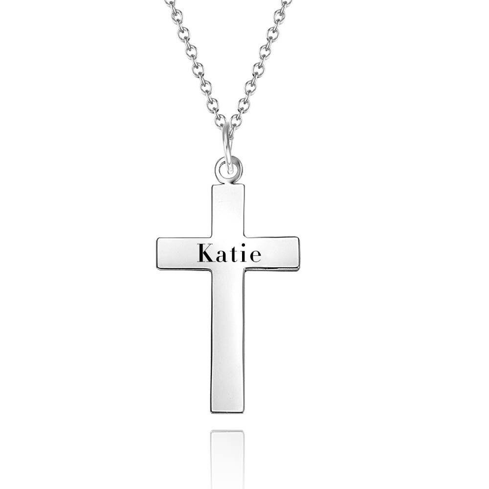 Engraved Necklace Cross Necklace Silver - soufeelus